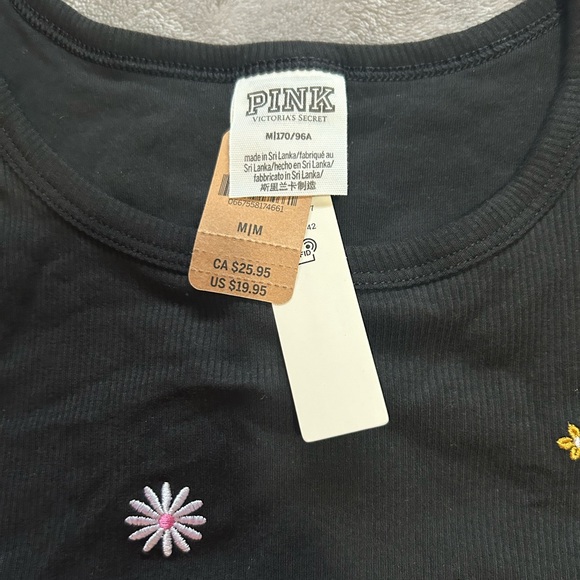 PINK Black Floral Crop Top - Picture 3 of 3